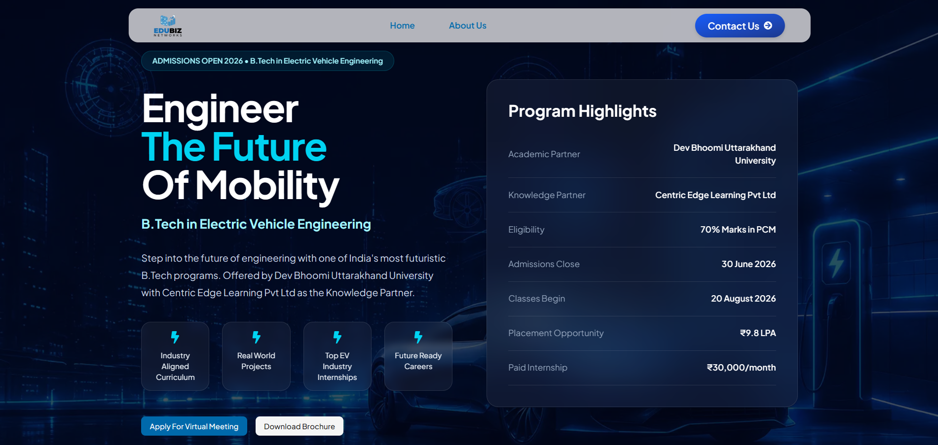 B. Tech in EV Engineering - Drive The Future Of Mobility | EduBiz Networks